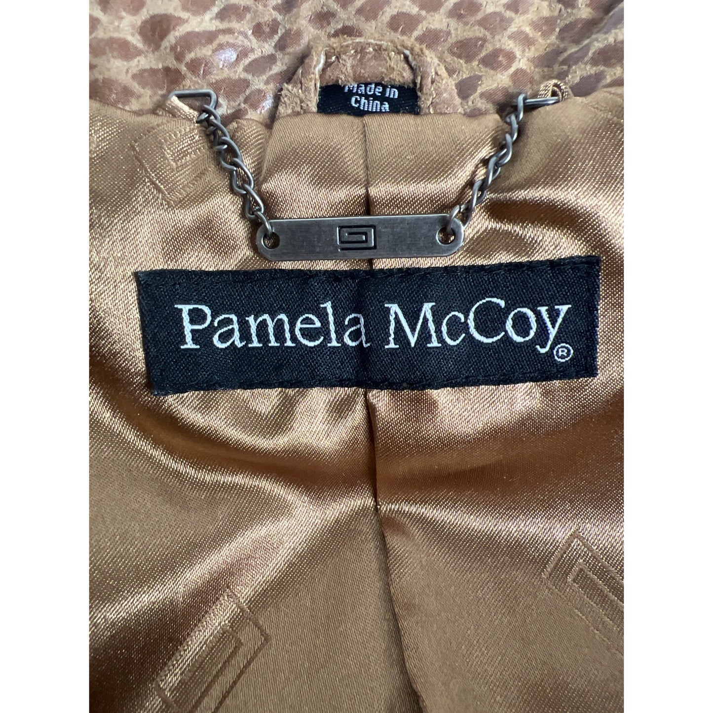 Pamela McCoy Authentic Vintage Camel Brown Genuine Leather Blazer Jacket