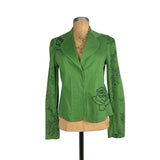 Tom K Nguyen Green Blazer Floral Embroidery Rose Flower Authentic Vintage Unusual Women's Jacket