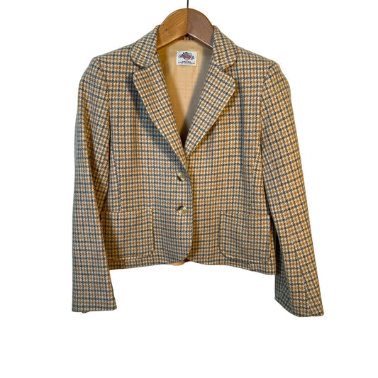Classic Vintage Lanz Original Tweed Jacket - Beige Gray Houndstooth - Size 2/4 - Women's Fashion - Business/Casual Fashion - Everyday Blazer