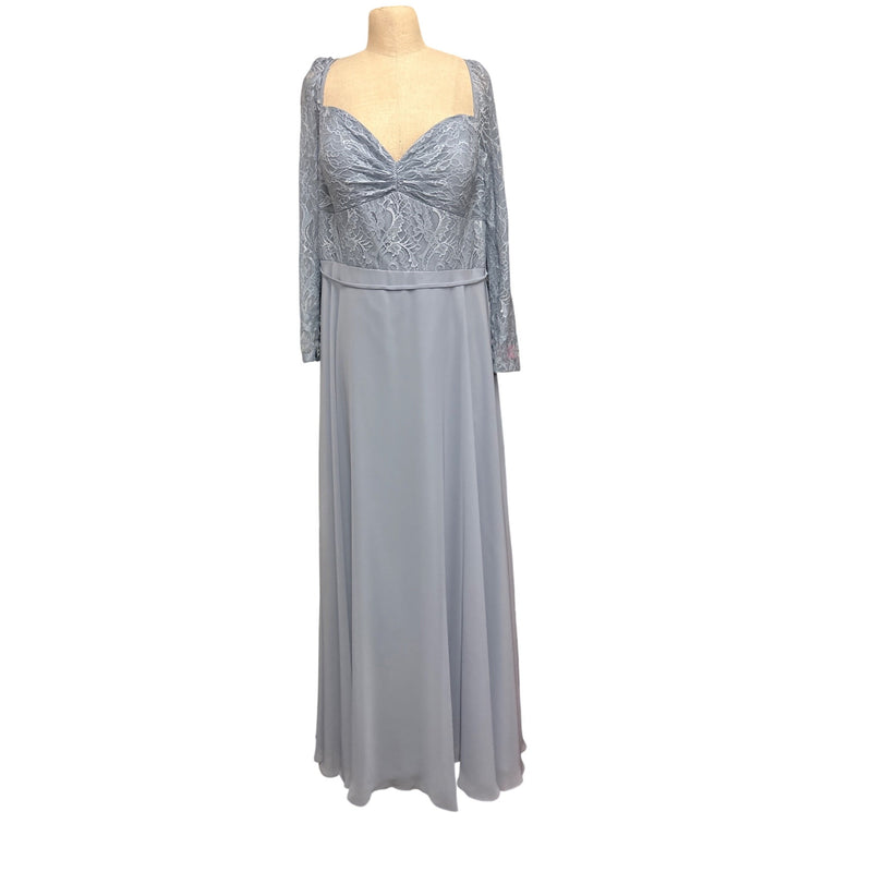 Christina Wu Celebration Misty Blue Lace Chiffon Formal Gown Long Sleeve Sweetheart Plus Size 20 Fundraiser for Sustainable Fashion Educatio
