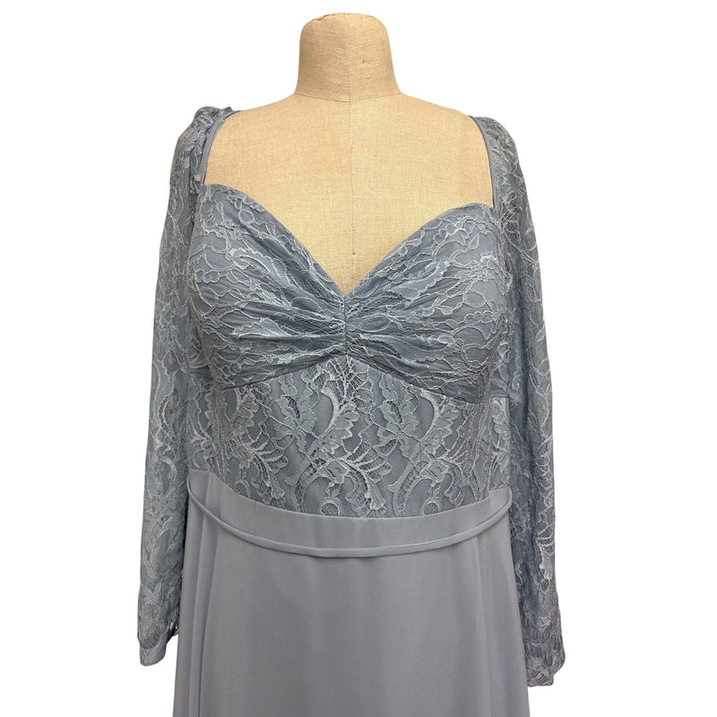 Christina Wu Celebration Misty Blue Lace Chiffon Formal Gown Long Sleeve Sweetheart Plus Size 20 Fundraiser for Sustainable Fashion Educatio