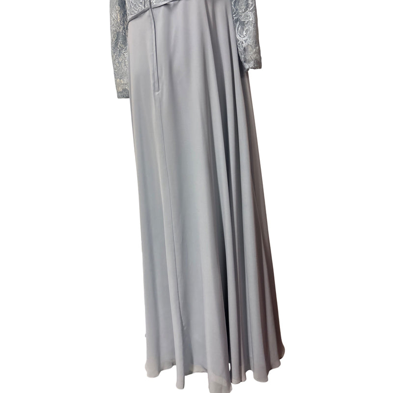 Christina Wu Celebration Misty Blue Lace Chiffon Formal Gown Long Sleeve Sweetheart Plus Size 20 Fundraiser for Sustainable Fashion Educatio
