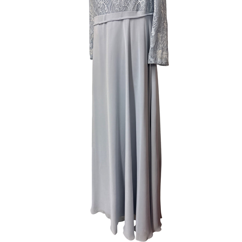 Christina Wu Celebration Misty Blue Lace Chiffon Formal Gown Long Sleeve Sweetheart Plus Size 20 Fundraiser for Sustainable Fashion Educatio