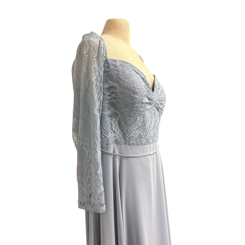 Christina Wu Celebration Misty Blue Lace Chiffon Formal Gown Long Sleeve Sweetheart Plus Size 20 Fundraiser for Sustainable Fashion Educatio
