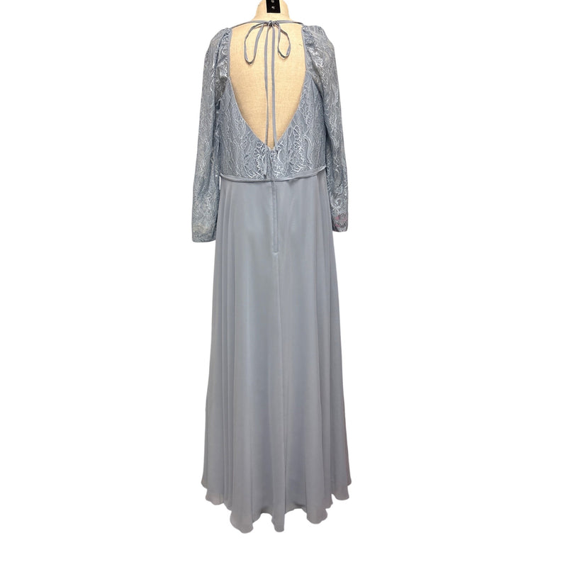 Christina Wu Celebration Misty Blue Lace Chiffon Formal Gown Long Sleeve Sweetheart Plus Size 20 Fundraiser for Sustainable Fashion Educatio