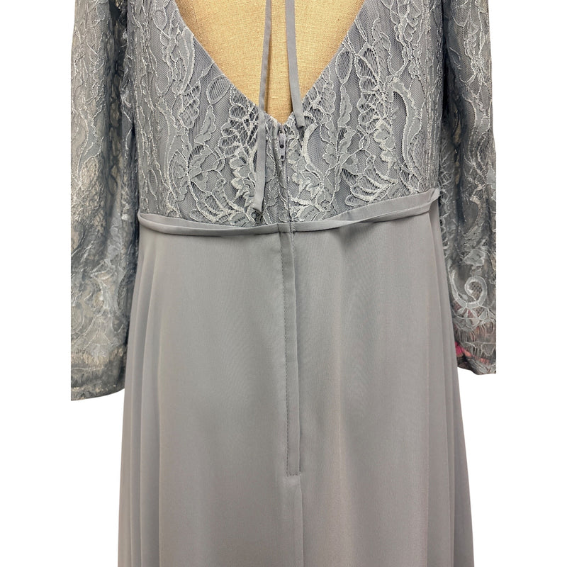 Christina Wu Celebration Misty Blue Lace Chiffon Formal Gown Long Sleeve Sweetheart Plus Size 20 Fundraiser for Sustainable Fashion Educatio