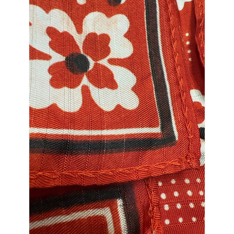 Vintage Red Floral Bandana Scarf With Black White Accents Retro Boho Accessory Cotton Blend