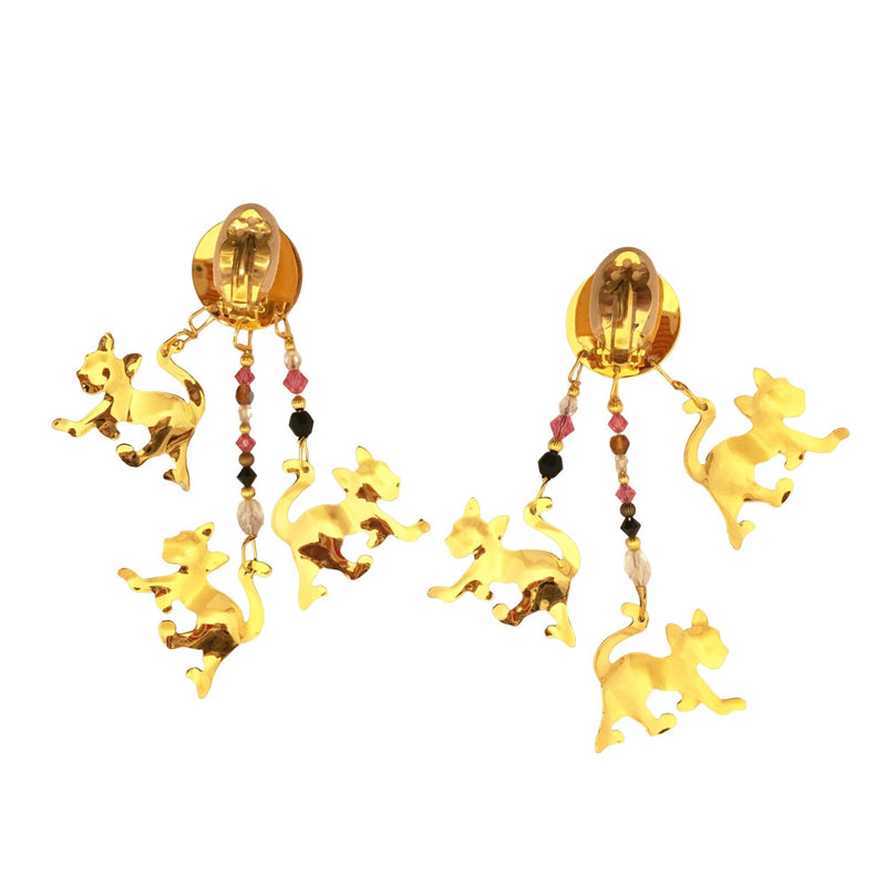 Lunch at the Ritz Earrings Kitty Cat Kitties Whimsical Costume Jewelry