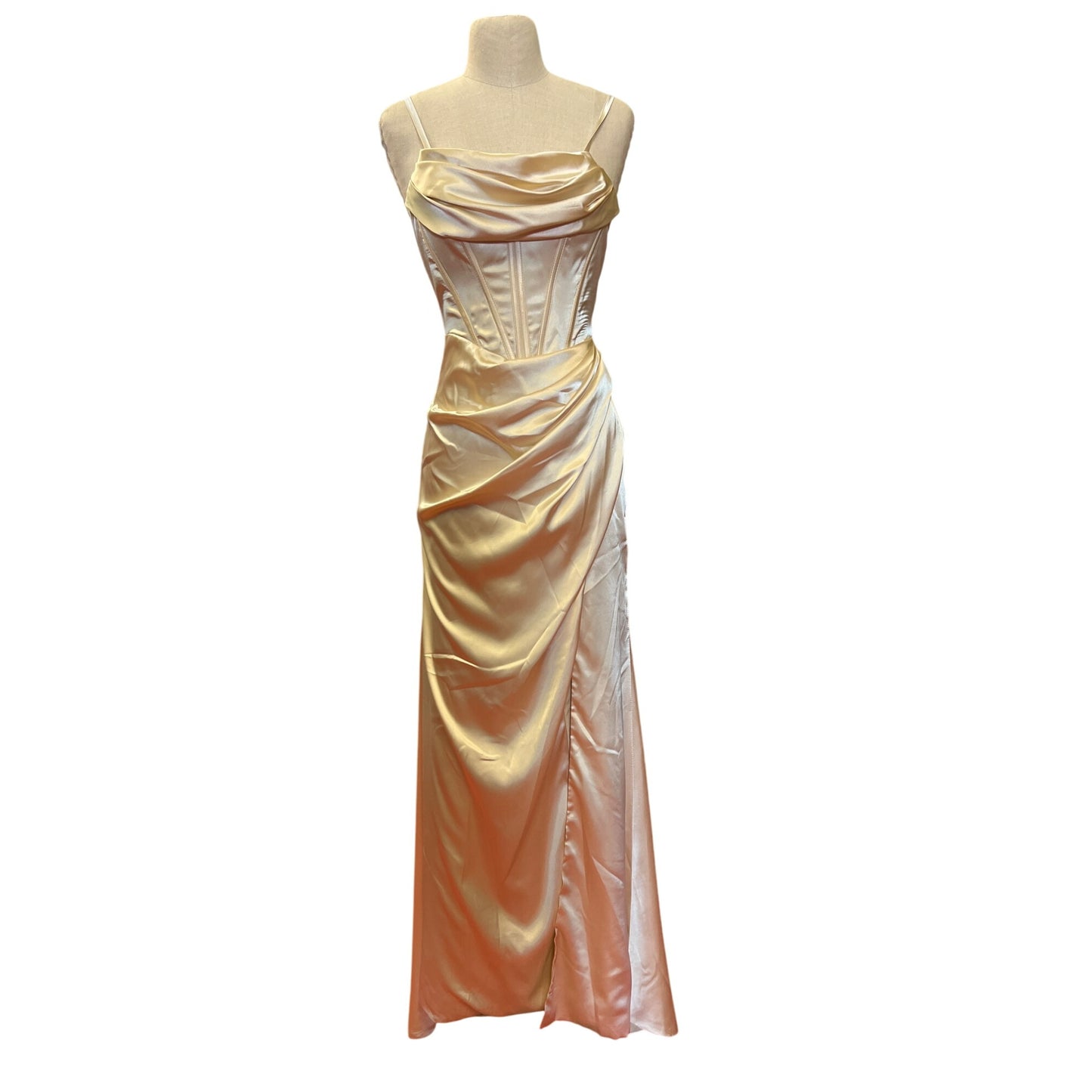 Lindo Noiva Elegant Satin Evening Gown Bridal Bride Corset Formal Prom Homecoming Maxi Long Dress