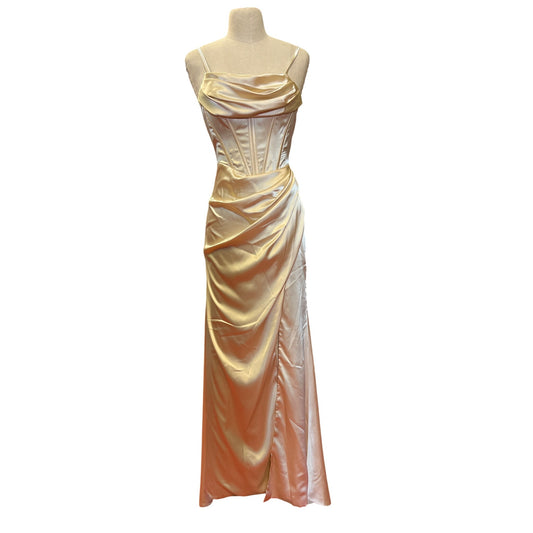 Lindo Noiva Elegant Satin Evening Gown Bridal Bride Corset Formal Prom Homecoming Maxi Long Dress