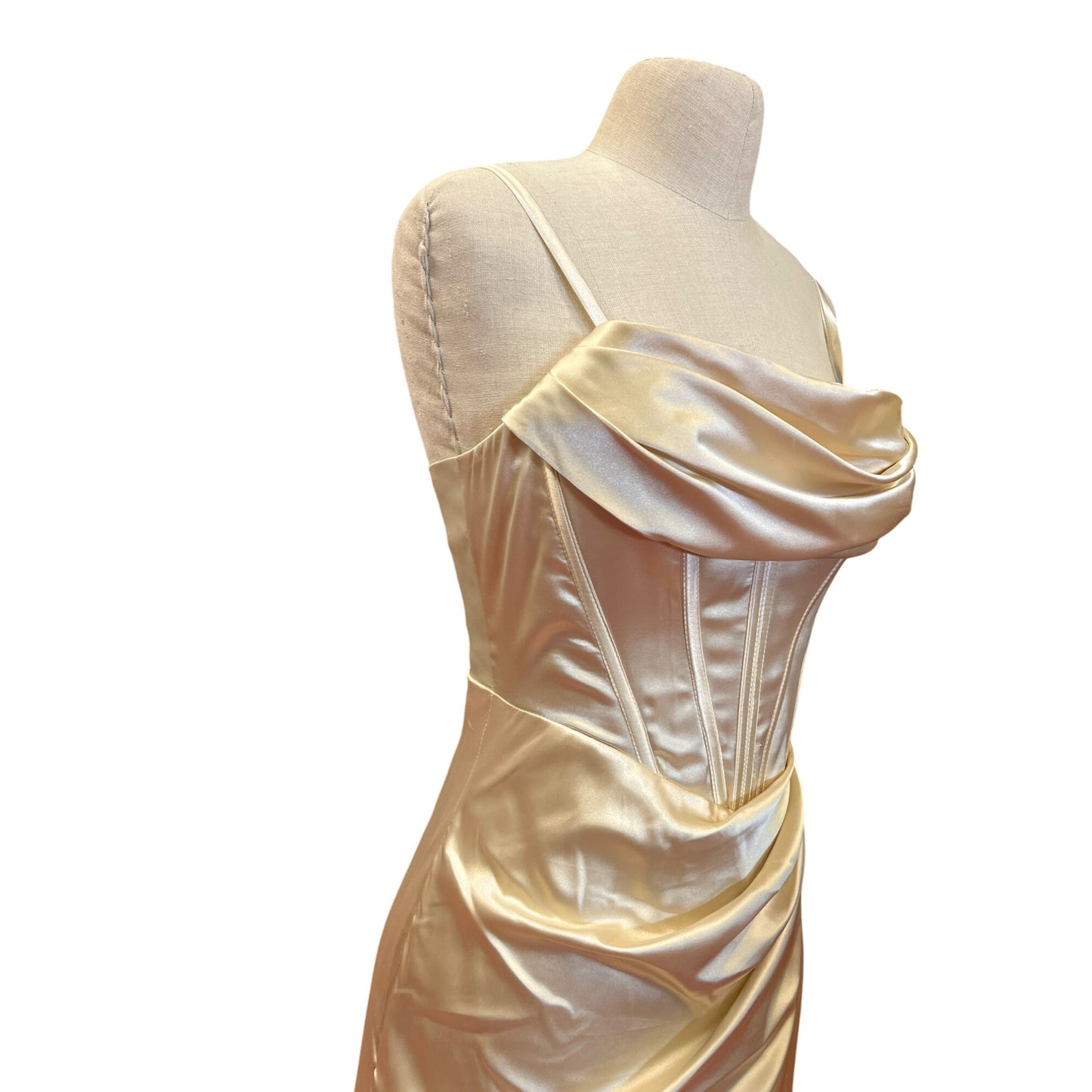 Lindo Noiva Elegant Satin Evening Gown Bridal Bride Corset Formal Prom Homecoming Maxi Long Dress