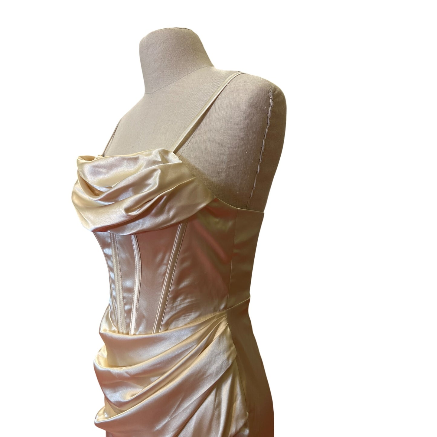 Lindo Noiva Elegant Satin Evening Gown Bridal Bride Corset Formal Prom Homecoming Maxi Long Dress