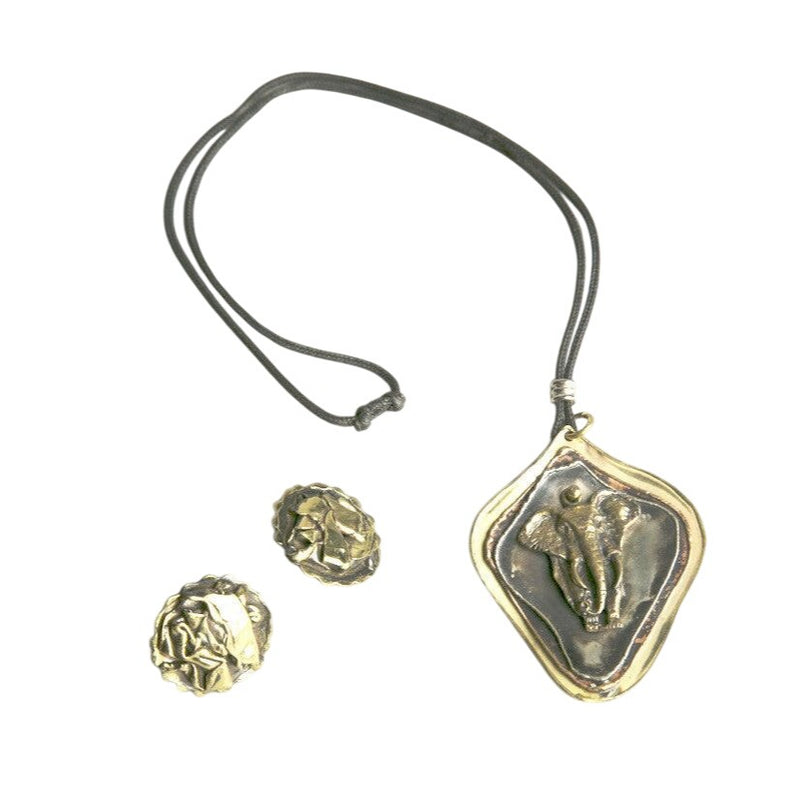 Handcrafted Wild Elephant Jewelry Set Necklace and Earrings: Artisanal Treasure from Ohio Art Fair