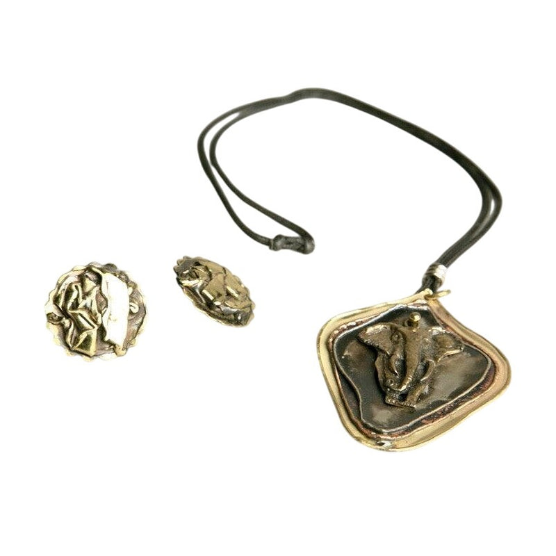 Handcrafted Wild Elephant Jewelry Set Necklace and Earrings: Artisanal Treasure from Ohio Art Fair
