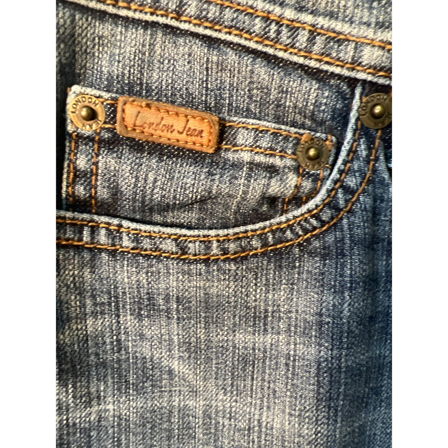 London Jean Stretch Denim Size 8 Leather Lace-Up Jeans
