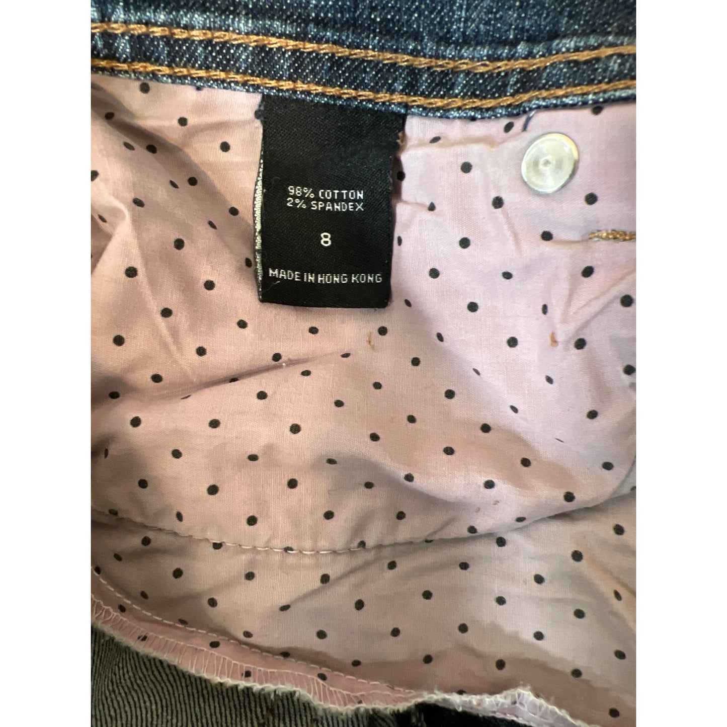 London Jean Stretch Denim Size 8 Leather Lace-Up Jeans