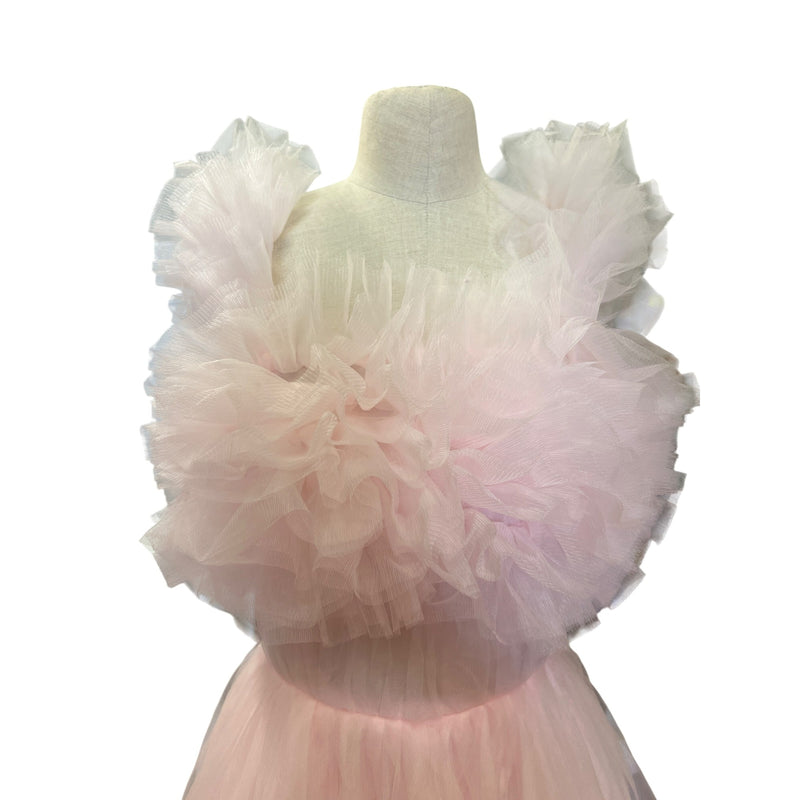 Incredible Oh So Darling Ruffled Tulle High-Low Dress With Train In Soft Pink
