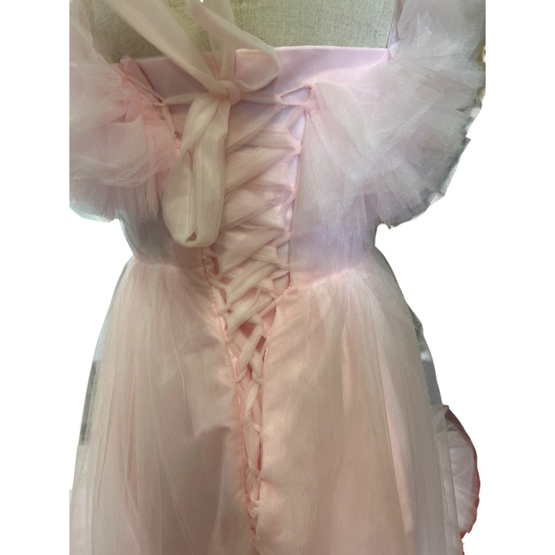 Incredible Oh So Darling Ruffled Tulle High-Low Dress With Train In Soft Pink
