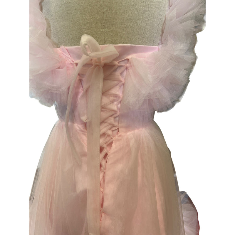 Incredible Oh So Darling Ruffled Tulle High-Low Dress With Train In Soft Pink