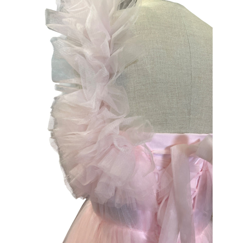 Incredible Oh So Darling Ruffled Tulle High-Low Dress With Train In Soft Pink