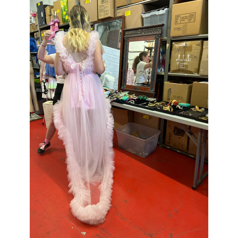 Incredible Oh So Darling Ruffled Tulle High-Low Dress With Train In Soft Pink