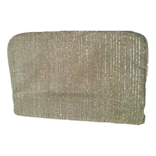 Golden Lurex Clutch Crossbody Textile Bag Golden Metal Shoulder Strap Vintage Accessory