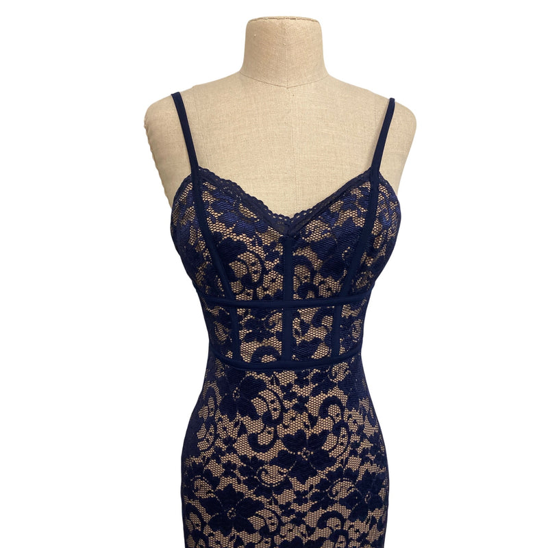 B. Darlin Womens Lace Bodycon Dress Size 5/6 Navy & Nude
