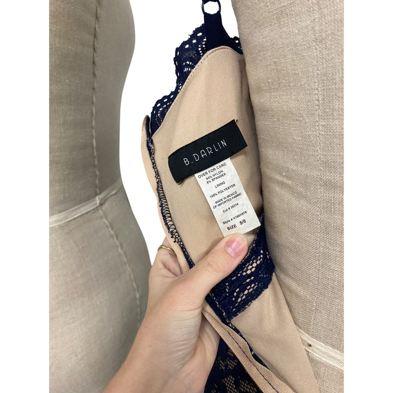 B. Darlin Womens Lace Bodycon Dress Size 5/6 Navy & Nude