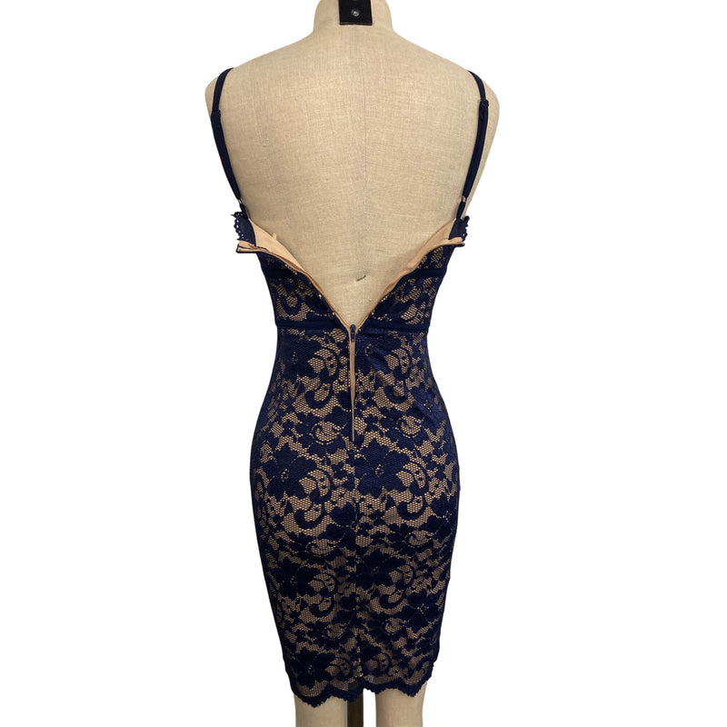 B. Darlin Womens Lace Bodycon Dress Size 5/6 Navy & Nude