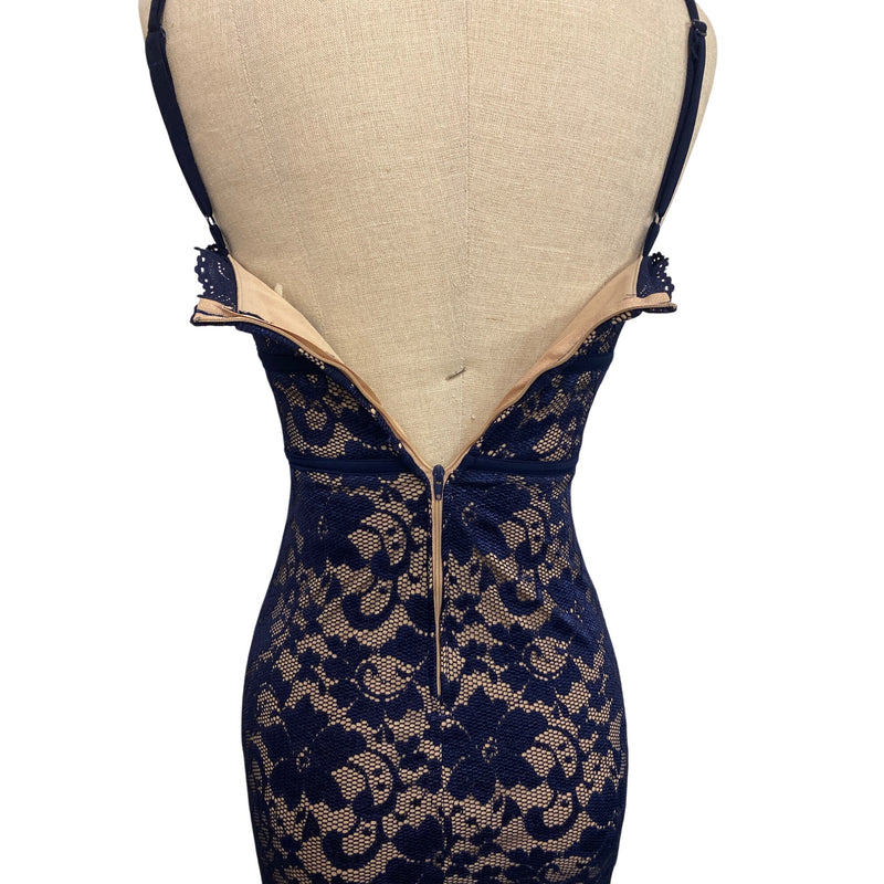 B. Darlin Womens Lace Bodycon Dress Size 5/6 Navy & Nude
