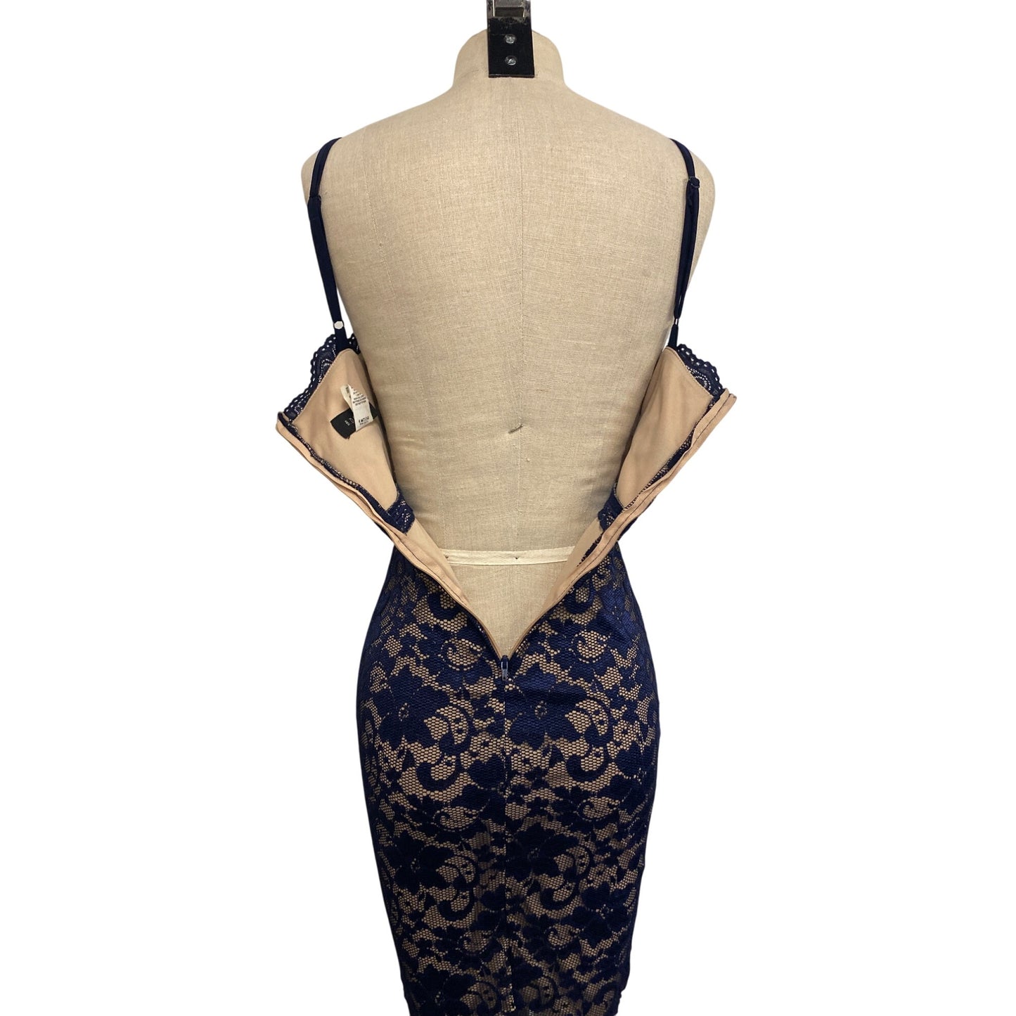 B. Darlin Womens Lace Bodycon Dress Size 5/6 Navy & Nude