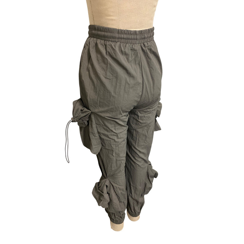 Boohoo Womens Drawstring Cargo Pants With Ruched Details Size 6