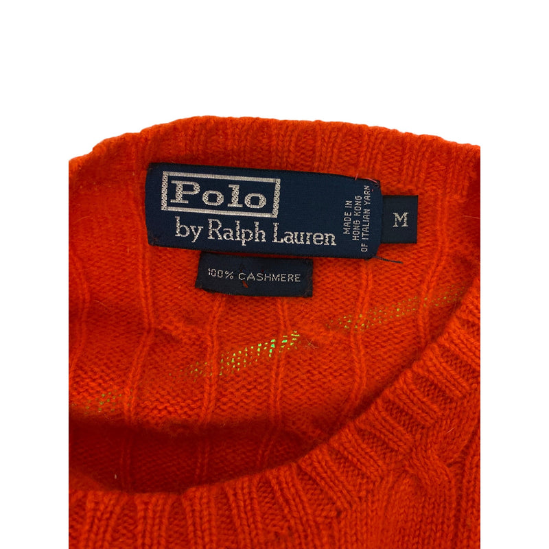 Polo By Ralph Lauren Womens M Cable Knit Sweater 100% Cashmere Orange