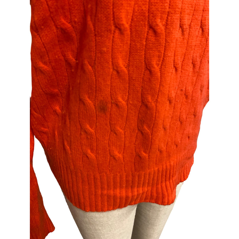 Polo By Ralph Lauren Womens M Cable Knit Sweater 100% Cashmere Orange