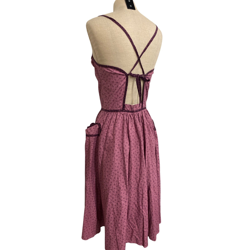 Vintage Gunne Sax By Jessica McClintock Pink Floral Dress with Pockets, Fundraiser for Sustainable Fashion Education Programs