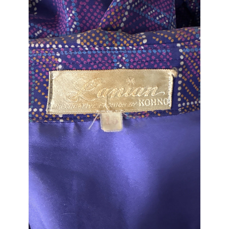 Vintage Purple Plaid Laquian By Kobino Pleated Long Sleeve Dress With Bow Tie Neckline and Belt Fundraiser for Sustainable Fashion Education