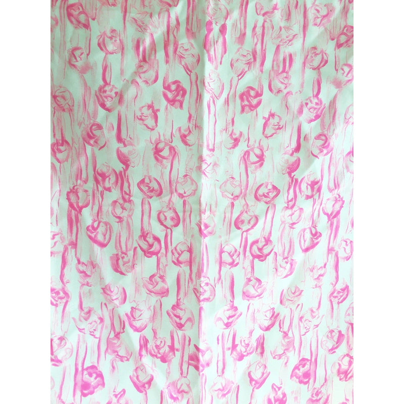 Pink & White Flamingo Print Silk Scarf 23" Square Hand-Rolled Edges