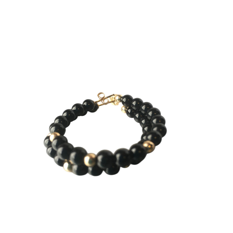 Vintage Jewelry Set Beaded Pearl Black Onyx Green Peridot Hoop Earrings Set With Gold Accents - Trio For Elegant Styling