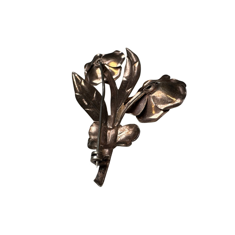 Vintage Vermeil Pearl Flower Brooch | Sterling Silver | 1940s-50s | Fundraiser for Sustainable Fashion Education Programs