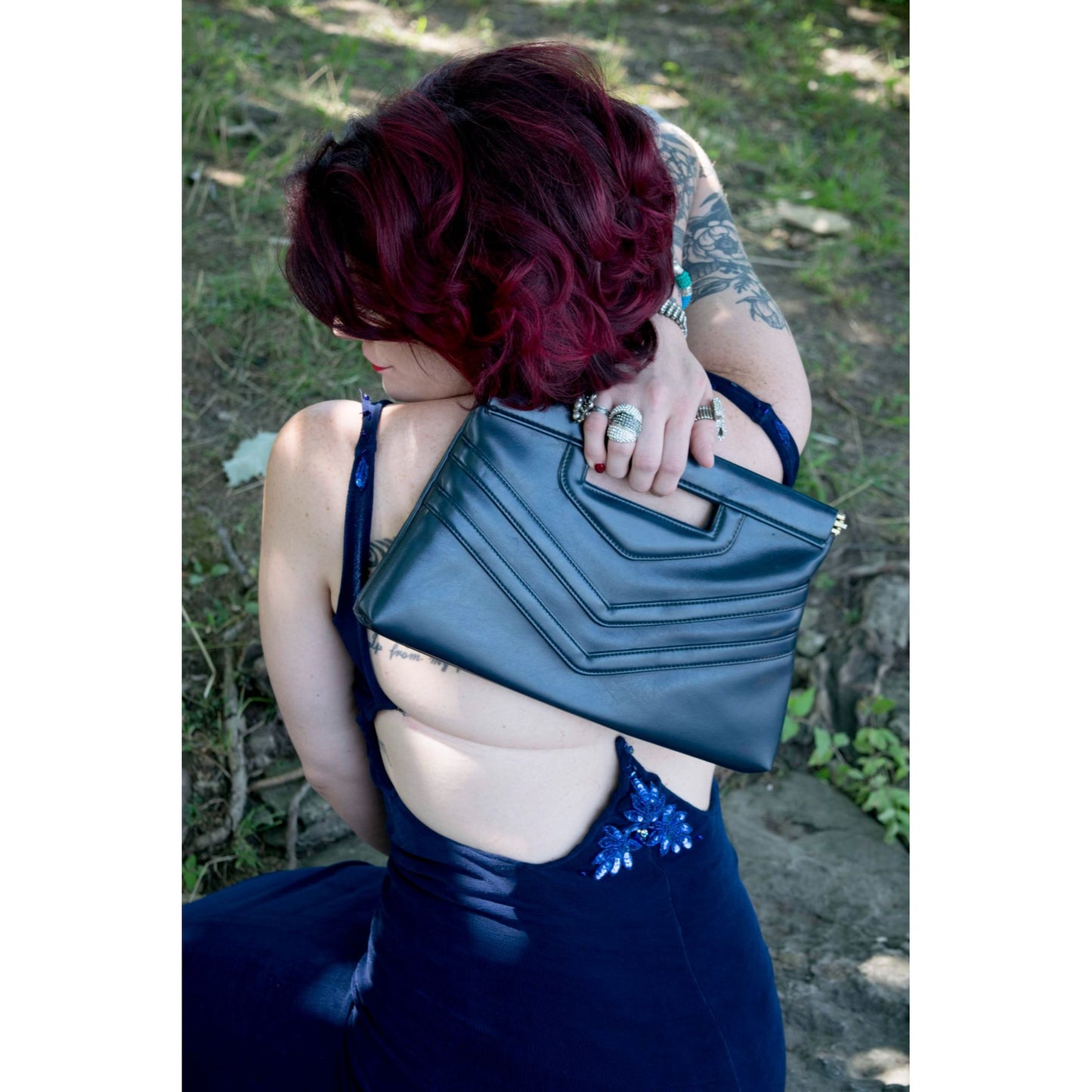 Fabulous Design Navy Leather Clutch Bag Vintage Handbag Cool Accessories