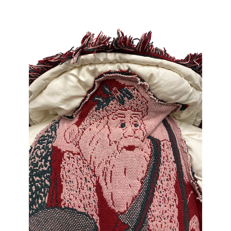 LUXBOHEME Upcycled XTREME Tek Avenue Outerwear System Handmade Whimsical Warm Coat With Woven Blanket Appliqués Fringe Details, Fundraiser