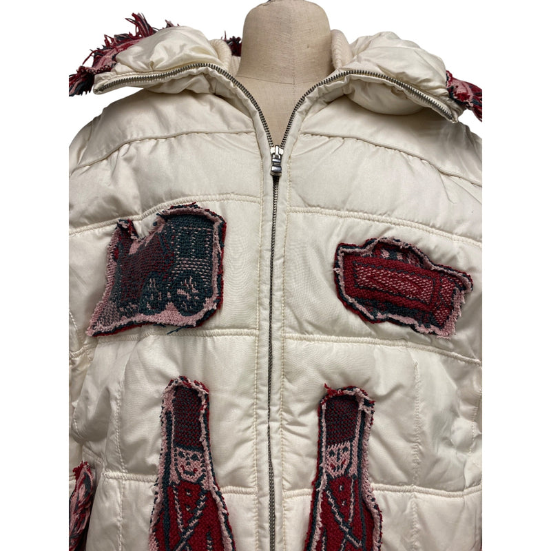 LUXBOHEME Upcycled XTREME Tek Avenue Outerwear System Handmade Whimsical Warm Coat With Woven Blanket Appliqués Fringe Details, Fundraiser