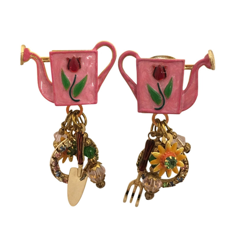 LATR 2 GO Whimsical Pink Flower Garden Runway Clip on Earrings