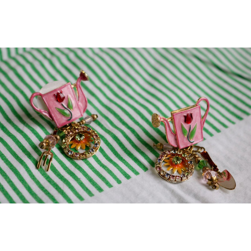 LATR 2 GO Whimsical Pink Flower Garden Runway Clip on Earrings