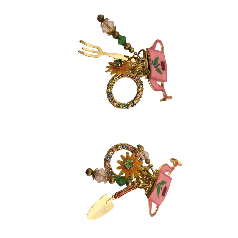 LATR 2 GO Whimsical Pink Flower Garden Runway Clip on Earrings