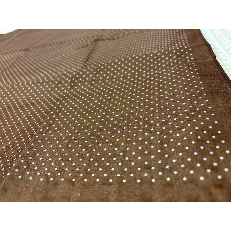 Vintage Italian Brown White Polka Dot Cotton Scarf Square Sheer Lightweight Made In Italy