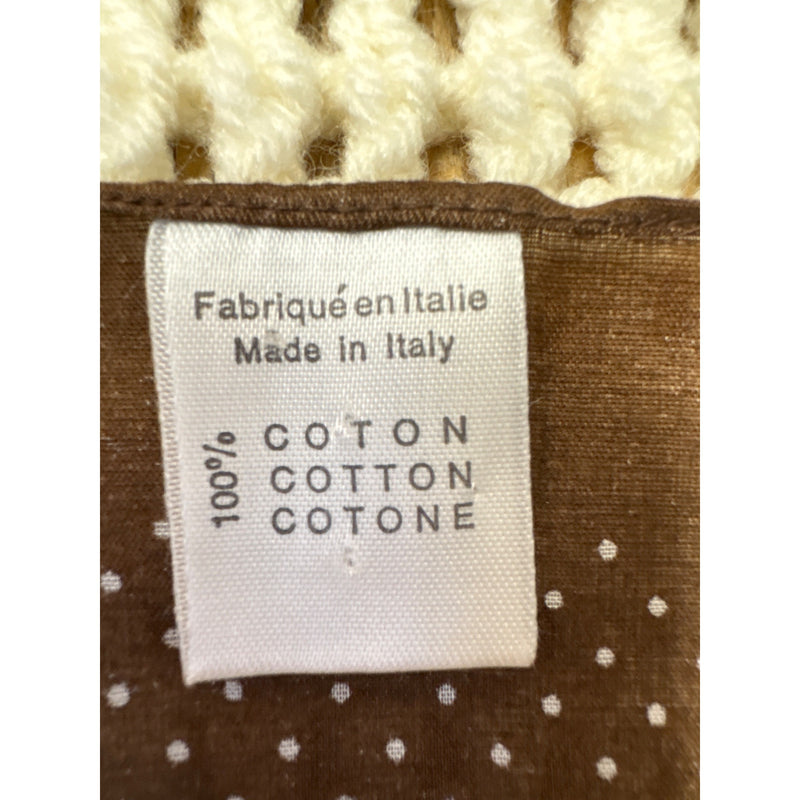 Vintage Italian Brown White Polka Dot Cotton Scarf Square Sheer Lightweight Made In Italy