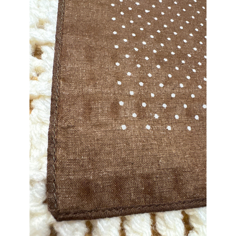 Vintage Italian Brown White Polka Dot Cotton Scarf Square Sheer Lightweight Made In Italy
