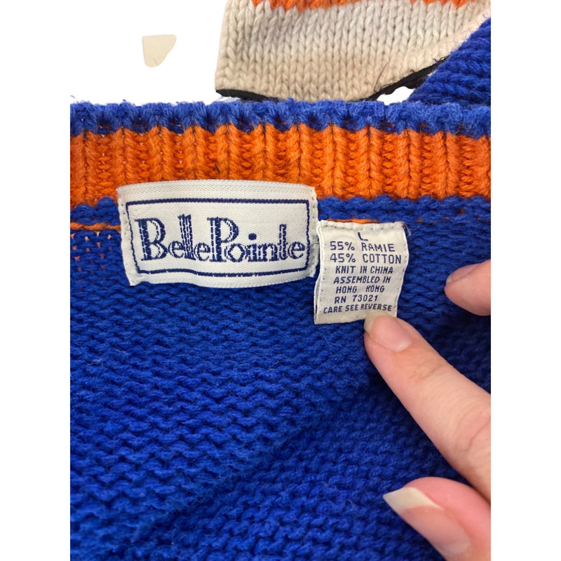 Belle Pointe Vintage Fall Autumn Cardigan Sweater With Pumpkin & Cat Whimsical Pattern