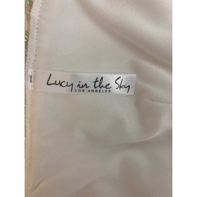 Lucy in the Sky Los Angeles Sequin Embellished Sheer Layered Mini Dress With Bow Tie Straps